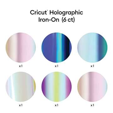 Cricut Holographic Sparkle Iron On, Ultimate Sampler - 3 Sheets (12"x12") - HTV Heat Transfer Vinyl for Shirts, Apparel, Hats & More - Compatible with Cricut EasyPress & Machines