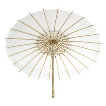 Koyal Wholesale 32-Inch White Paper Parasol, 4-Pack Oriental Umbrella for Wedding, Party Favors, Summer Shade