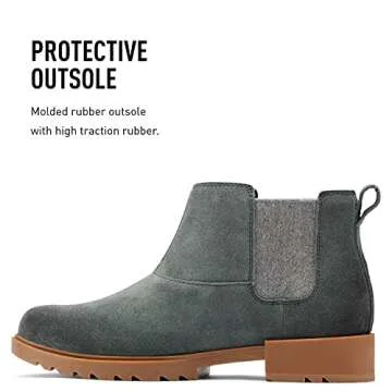 Sorel Women's Emelie II Chelsea Boot — Dark Moss, Gum 10 — Waterproof Leather Rain Boots — Size 10