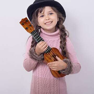 QDH Kids Toy Ukulele, Kids Guitar Musical Toy,17 Inch 4 Steel Strings, with Pick, Kids Play Early Ed...