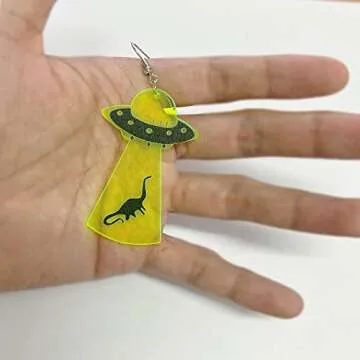 Twinkle Eye UFO Dinosaur Acrylic Drop Earrings for Halloween