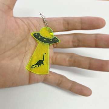 Twinkle Eye UFO Dinosaur Acrylic Drop Earrings for Halloween