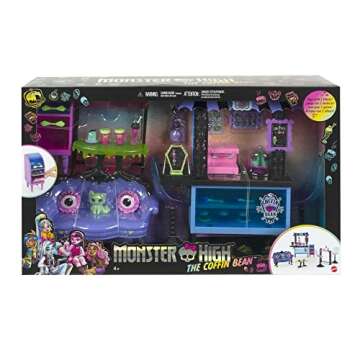 Monster High Playset, The Coffin Bean with Spooky Doll-Sized Cafe Furniture & Coffee Shop Accessories Including Drinks, Snacks & 2 Pets