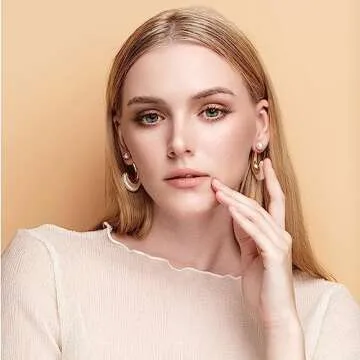 NIVANA 14k Gold Plated 925 Sterling Silver Pearl Earrings For Women, Pearl Hoop Earrings, Pearl Drop Earrings, Pearl Dangle Earrings, Pearl Statement Earrings, Chunky Hoop Earrings (C Hoop -25mm)