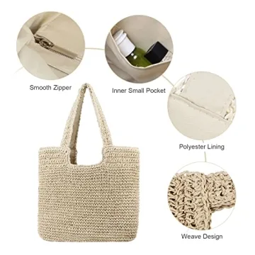 Freie Liebe Straw Beach Bag Women Summer Tote Handbag