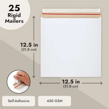Juvale 12x12 Self-Adhesive Rigid Mailers for Shipping