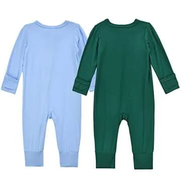 Aablexema Baby Footless Pajamas Zipper with Mitten, Rayon from Bamboo, Infant Long Sleeve Romper Pjs...