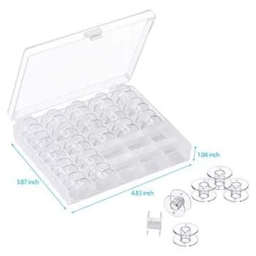 Eoehro 25 Pcs Bobbins for Sewing Machine, Sa156 Bobbins, Bobbins Class 15, Sewing Accessories, Plastic Bobbin with Case(1 Box)