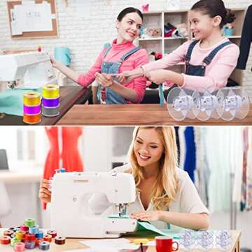 Eoehro 25 Pcs Bobbins for Sewing Machine, Sa156 Bobbins, Bobbins Class 15, Sewing Accessories, Plastic Bobbin with Case(1 Box)