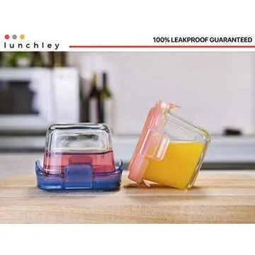 lunchley Glass Food Storage Container 5 oz | Set of 12 | Small Food Jars with Airtight BPA Free Plastic lids | for Food Portion, Dips, Snacks & Overnight Oats | Freezer, Microwave & Dishwasher Safe