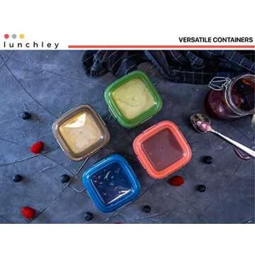 lunchley Glass Food Storage Container 5 oz | Set of 12 | Small Food Jars with Airtight BPA Free Plastic lids | for Food Portion, Dips, Snacks & Overnight Oats | Freezer, Microwave & Dishwasher Safe