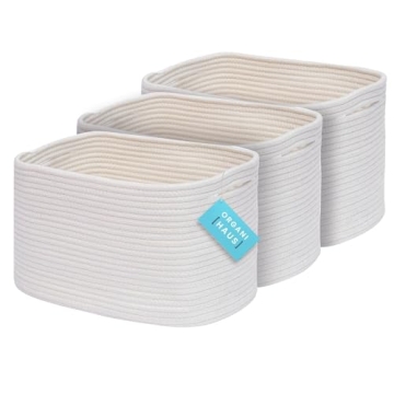 Stylish OrganiHaus Set of 3 White Shelf Baskets for Home