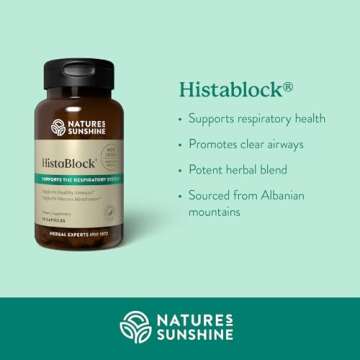 Nature's Sunshine HistaBlock | Respiratory Support Supplement | Supports Airways & Blocks Irritants | Antioxidant Strength | Seasonal Allergy Help | Natural Respiratory Function Aid 90 Capsules