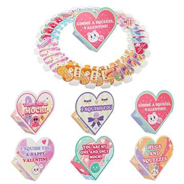 JOYIN 28 Packs Valentine Glow in The Dark Mochi squishy toy Party Favors with Valentine Heart Boxes for Kids Kawaii Classroom Exchange, Party Gifts Stress Relief Toys Valentine Classroom Prize