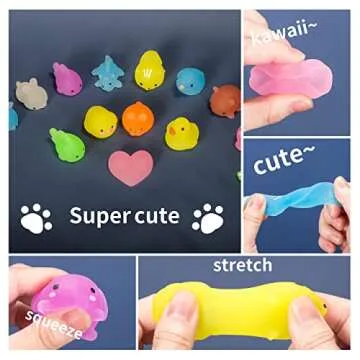 JOYIN 28 Packs Valentine Glow in The Dark Mochi squishy toy Party Favors with Valentine Heart Boxes for Kids Kawaii Classroom Exchange, Party Gifts Stress Relief Toys Valentine Classroom Prize