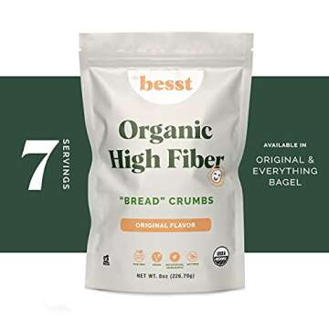 Let's Be Bessties! Organic High Fiber "Bread" Crumbs, Vegan Breadcrumb Alternative Made in the USA with Glyphosate-Free Grains, Soy-Free and Non-GMO for Healthier Cooking and Baking 8oz, Original