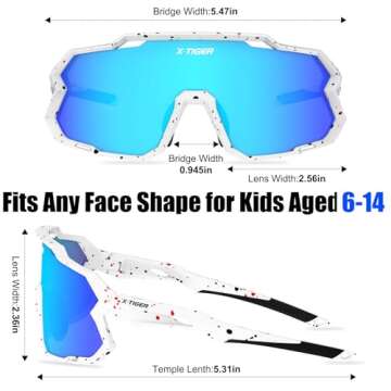 X-TIGER Kids Polarized Sunglasses for Ages 8-14