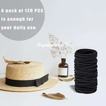 Hageolan 120 Pcs Elastic Black Hair Ties for Thick Hair