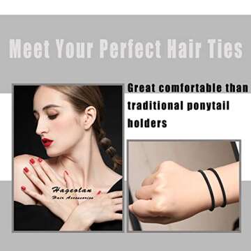 Hageolan 120 Pcs Elastic Black Hair Ties for Thick Hair