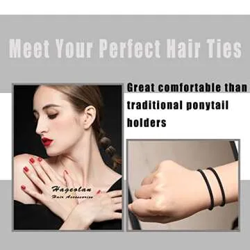 Hageolan 120 Pcs Elastic Black Hair Ties for Thick Hair
