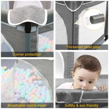 YOBEST Baby Playpen, 71"x59" Infant Playard with Gates, Sturdy Safety Playpen with Soft Breathable Mesh, Indoor & Outdoor Toddler Play Pen Activity Center for Babies, Kids, Toddlers