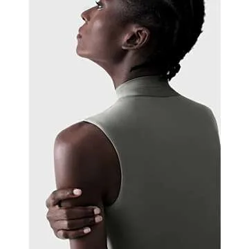 PUMIEY Sleeveless Bodysuit for Women Mock Turtle Neck Sexy Tank Tops Body Suits Women Clothing Elephant Gray Small