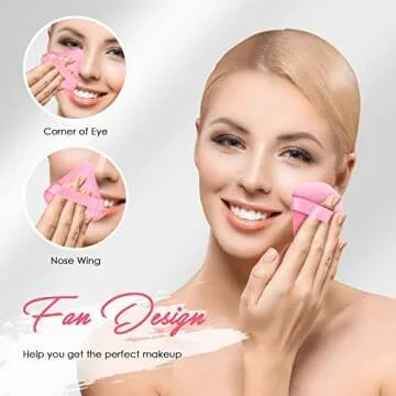 AMMON 6 Pcs Powder Puff, Triangle Soft Makeup Powder Puff, Face Makeup Sponge Puff Velour Makeup Puff Pure Cotton Powder Puff for Loose Mineral Powder Cosmetic Body Contouring Tools (3 Pink 3 Black)