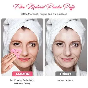 AMMON 6 Pcs Powder Puff, Triangle Soft Makeup Powder Puff, Face Makeup Sponge Puff Velour Makeup Puff Pure Cotton Powder Puff for Loose Mineral Powder Cosmetic Body Contouring Tools (3 Pink 3 Black)