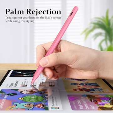 Stylus Pen for iPad W/Palm Rejection Tilt Sensitivity,13 Mins Fully Charged,MEKO Active Touch Screen Apple Pencil Compatible W/iPad 6/7/8/9/10,iPad Pro12.9&11",iPad Air3/4/5,iPad mini5/6-PINK