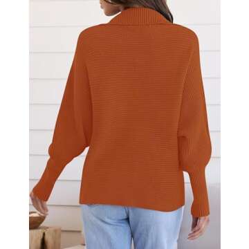 ZESICA Women's Comfy V Neck Fall Sweater - Maple