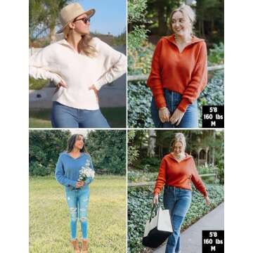 ZESICA Women's Comfy V Neck Fall Sweater - Maple