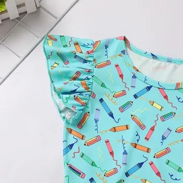 IDOPIP Back to School Dress for Girls with Apple Pencil Print