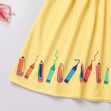 IDOPIP Back to School Dress for Girls with Apple Pencil Print