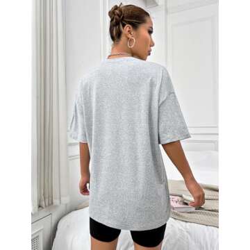 SOLY HUX Women's Graphic Oversized Tees Letter Print Summer Tops Vintage Half Sleeve Loose Casual T ...