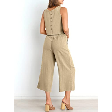 Stylish ANRABESS Summer Two-Piece Linen Outfit for Women