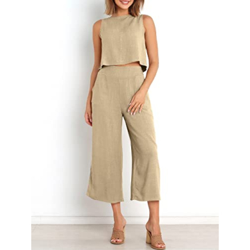 Stylish ANRABESS Summer Two-Piece Linen Outfit for Women