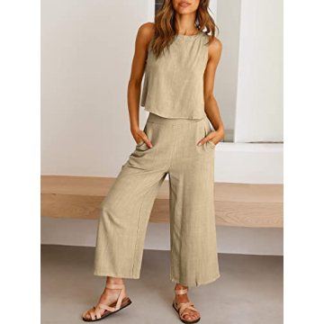 Stylish ANRABESS Summer Two-Piece Linen Outfit for Women