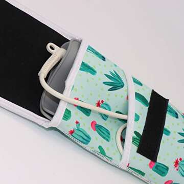 CAMSTIC Heat Resistant Travel Hair Curler Flat Iron Pouch and Silicone Mat Set (Catcus)