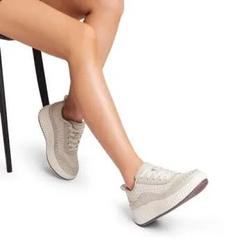 DREAM PAIRS Women Chunky City Tweed Comfortable Casual Platform Fashion Sneaker,Size 8.5,Sandstone-Knit,SDFN2379W