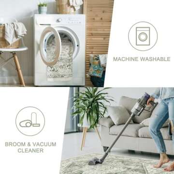 LIVEBOX Washable Runner Rug 2x6 - Vintage Tribal Kitchen Rug Runner Long Entryway Rug, Low-Pile Vintage Rug for Bedroom, Non-Skid Soft Carpet Throw Rug for Bathroom Laundry Room Hallway Sage