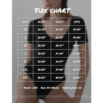 PUMIEY Bodysuit for Women Jet Black Small