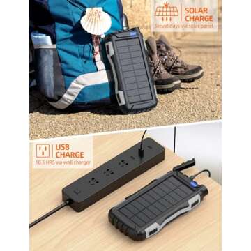 Portable Solar Power Bank 42800mAh Fast Charger