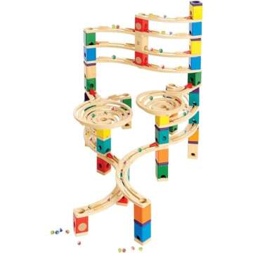 Hape Quadrilla Cyclone Wooden Marble Run Race Maze Construction Building Set| STEM Educational Learn...