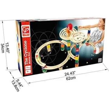 Hape Quadrilla Cyclone Wooden Marble Run Race Maze Construction Building Set| STEM Educational Learning Toys for Kids