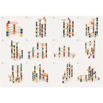 Hape Quadrilla Cyclone Wooden Marble Run Race Maze Construction Building Set| STEM Educational Learning Toys for Kids