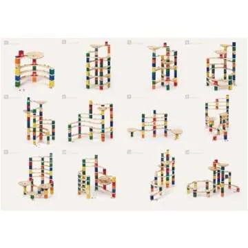 Hape Quadrilla Cyclone Wooden Marble Run Race Maze Construction Building Set| STEM Educational Learning Toys for Kids