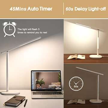 BEYONDOP LED Desk Lamp, Eye-Caring Desk Lamps for Home Office,1000Lum Super Bright Dimmable Brightness Desk Light with Night Light & Auto Timer, Table lamp for Reading Studying Working Lamps Dorm Gift