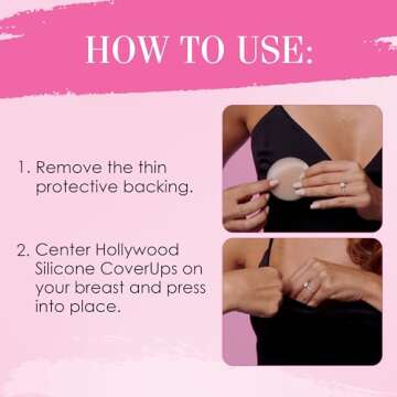 Hollywood Fashion Secrets Silicone Coverups, Size 2, Hypoallergenic, Reusable, Washable, Gentle on Skin, Ultra Thin, Self Adhesive, Medium Shade, 1 Pack