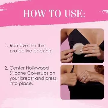 Hollywood Fashion Secrets Silicone Coverups, Size 2, Hypoallergenic, Reusable, Washable, Gentle on Skin, Ultra Thin, Self Adhesive, Medium Shade, 1 Pack