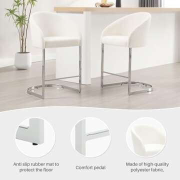 RêveLife Set of 3 Stylish Counter Height Bar Stools